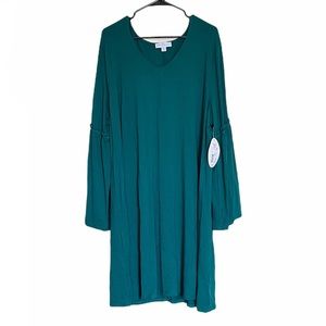 NWT Boutique Plus Size Teal Bell Sleeve Dress
